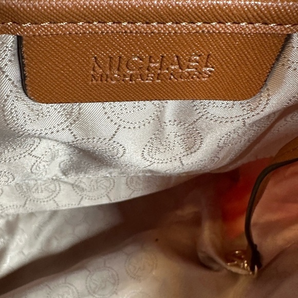Michael Kors Autumn Orange Nylon Tote with Brown Leather Trim & Gold Hardware - Picture 14 of 15